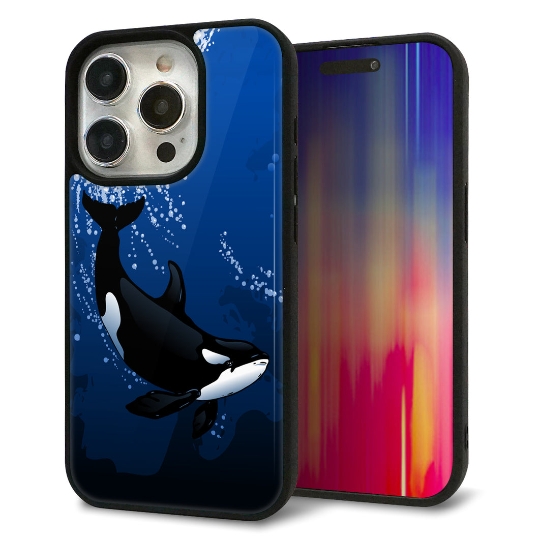 iPhone15 Pro 強化ガラス&TPUスマホケース ガラプリ【423 シャチ】