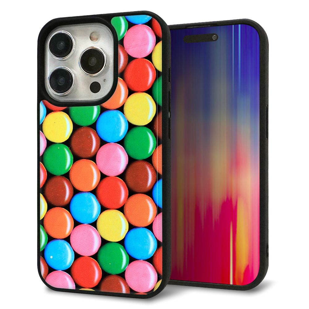 iPhone 15 Pro 強化ガラス&TPUスマホケース ガラプリ【448 マーブルチョコ】