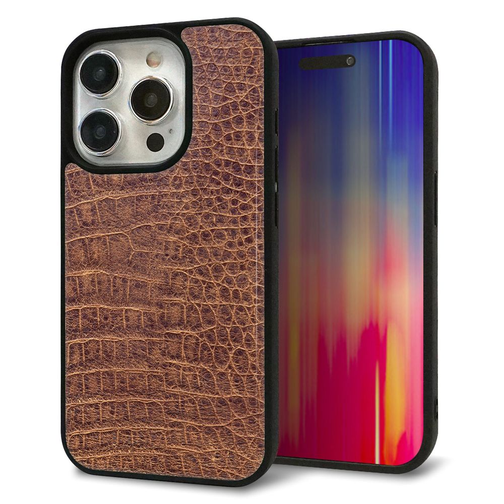 iPhone 15 Pro 強化ガラス&TPUスマホケース ガラプリ【463 クロコダイル】