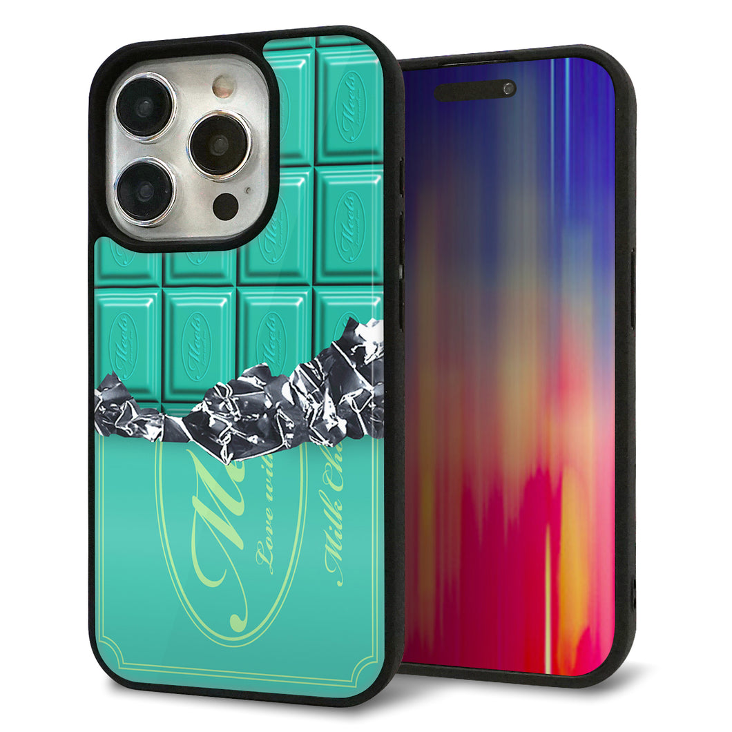 iPhone15 Pro 強化ガラス&TPUスマホケース ガラプリ【554 板チョコ?ミント】