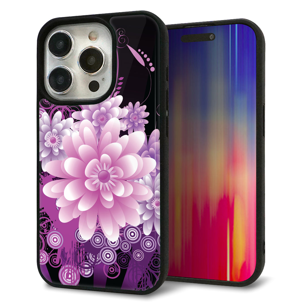 iPhone15 Pro 強化ガラス&TPUスマホケース ガラプリ【564 3Dフラワー】