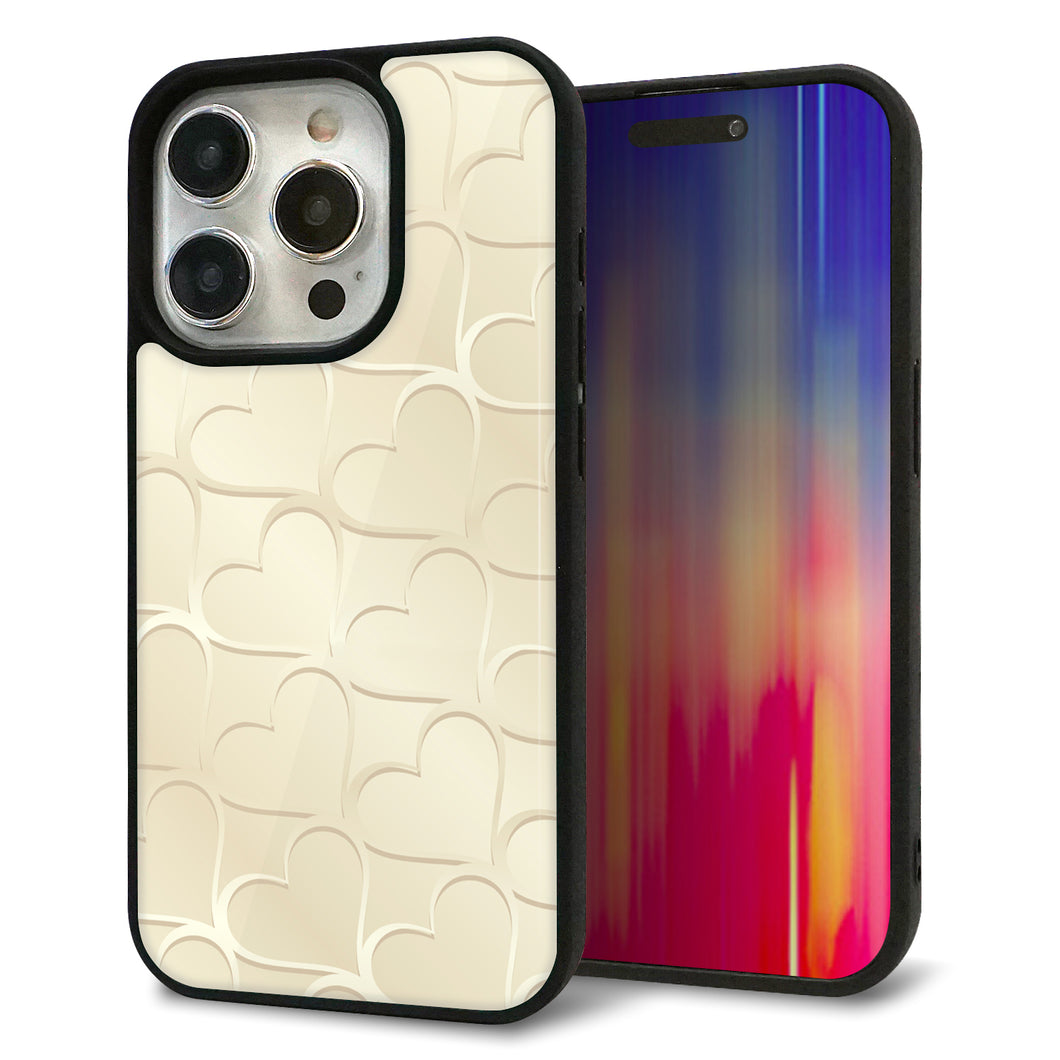 iPhone15 Pro 強化ガラス&TPUスマホケース ガラプリ【630 かくれハート】