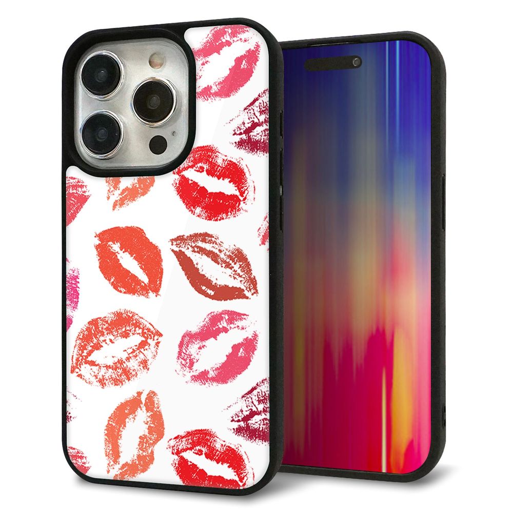 iPhone 15 Pro 強化ガラス&TPUスマホケース ガラプリ【734 キスkissキス】