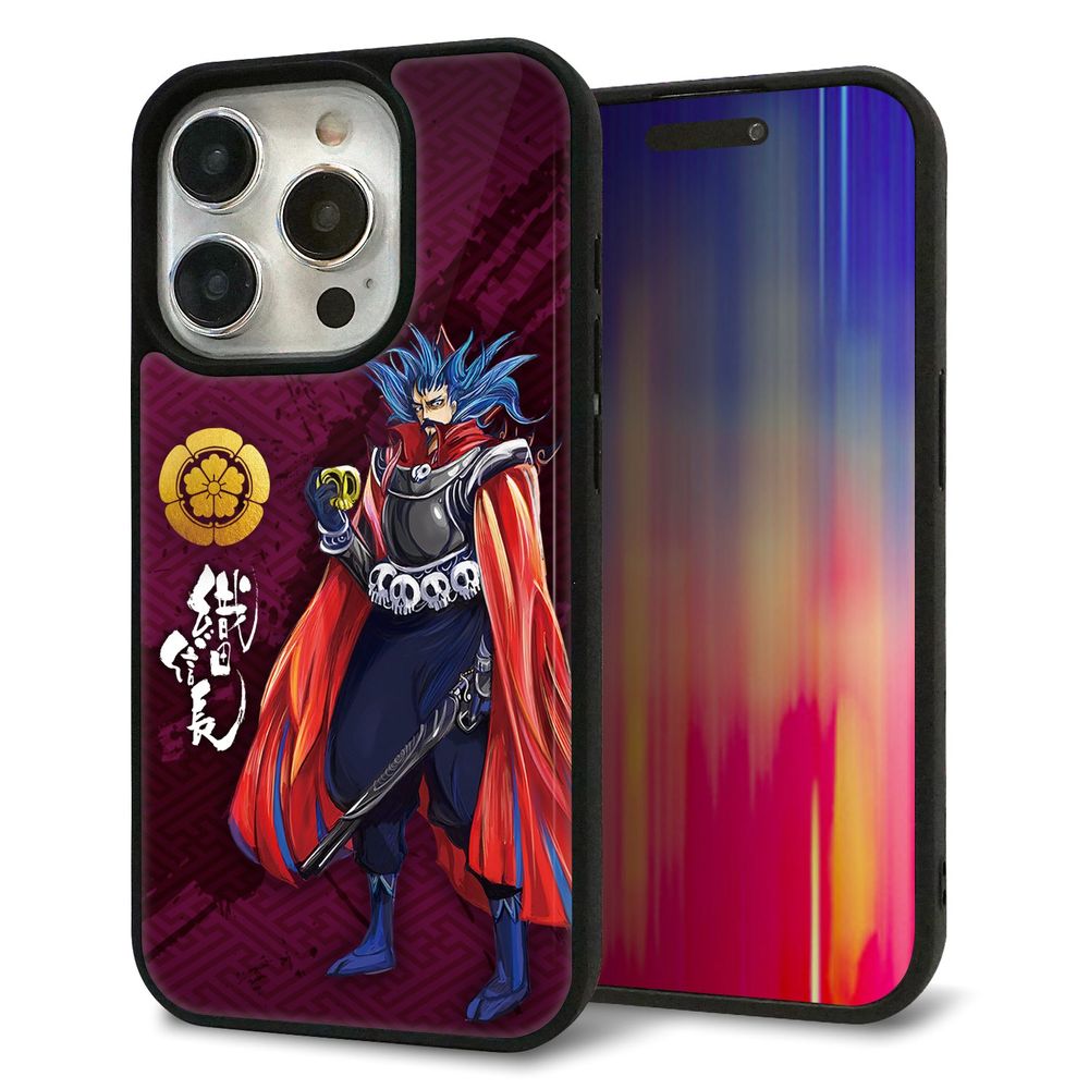 iPhone 15 Pro 強化ガラス&TPUスマホケース ガラプリ【AB808 織田信長 イラストと家紋】