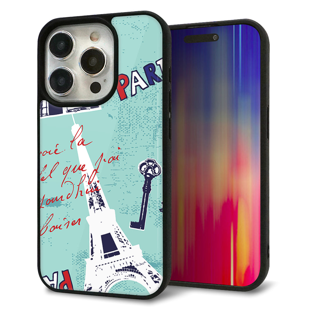 iPhone15 Pro 強化ガラス&TPUスマホケース ガラプリ【EK812 ビューティフルパリブルー】