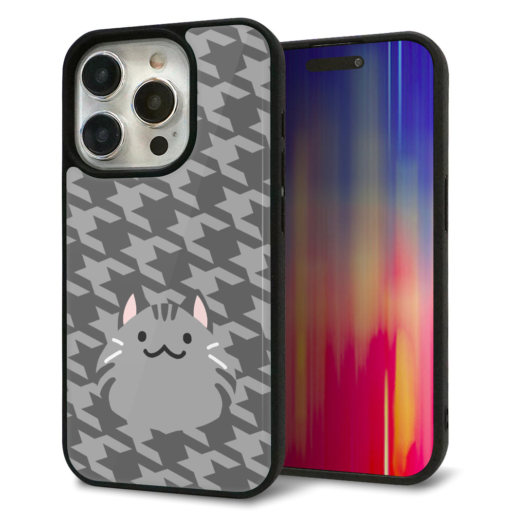 iPhone15 Pro 強化ガラス&TPUスマホケース ガラプリ【HA246 もちねこ サバトラ】