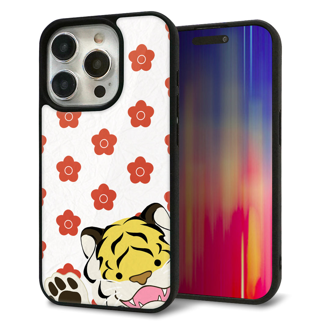 iPhone15 Pro 強化ガラス&TPUスマホケース ガラプリ【HA254 虎アップ】