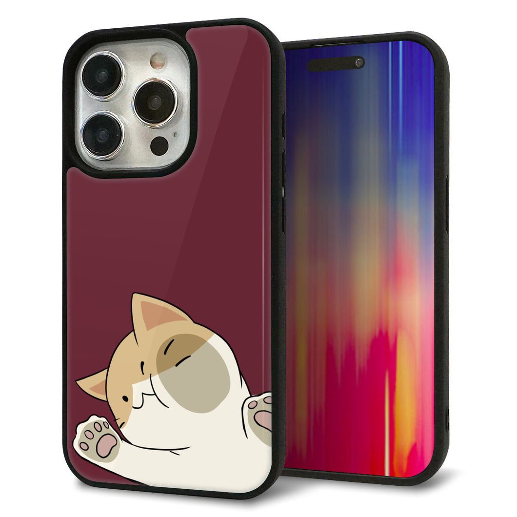 iPhone15 Pro 強化ガラス&TPUスマホケース ガラプリ【HA291 むぎゅっとハチワレ】