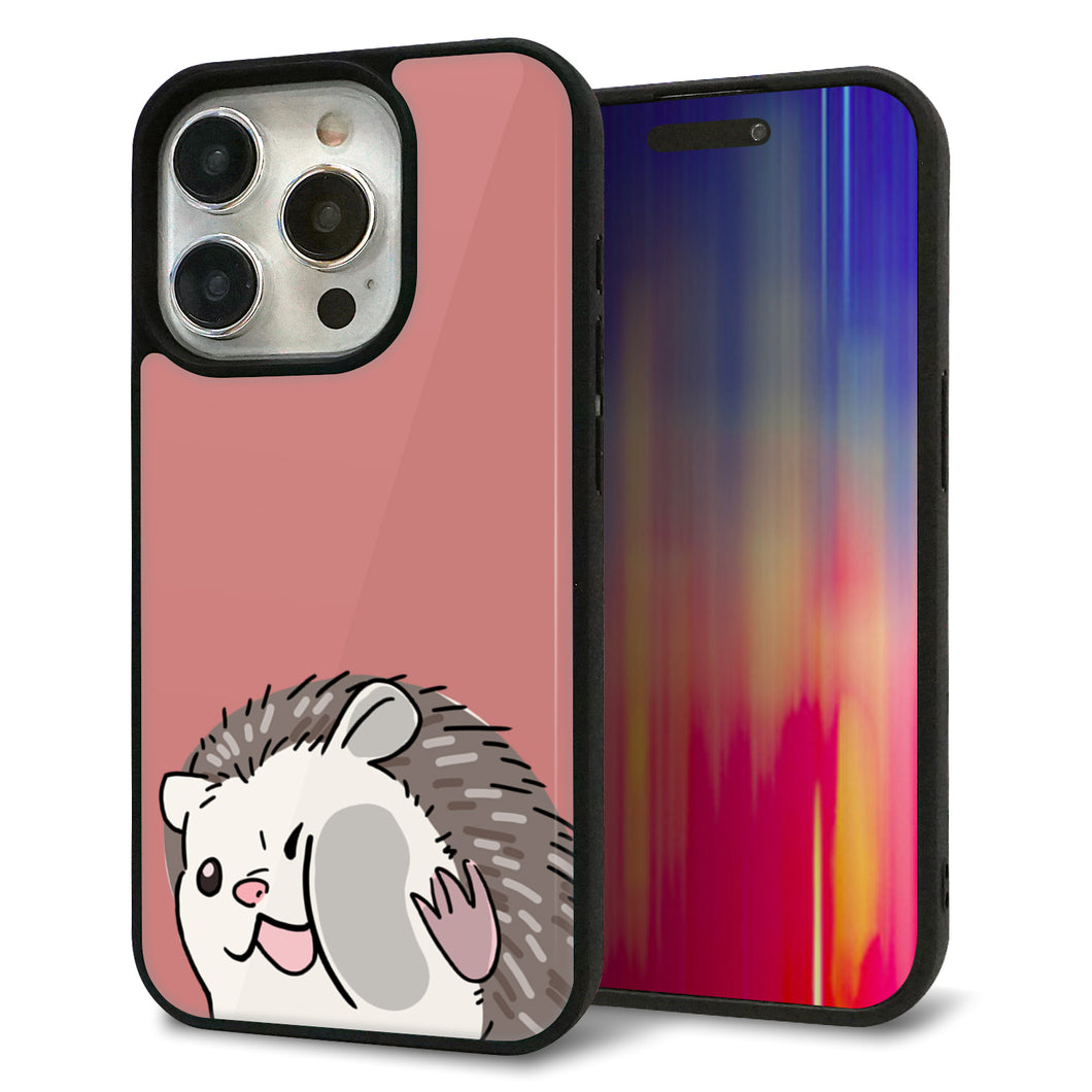 iPhone15 Pro 強化ガラス&TPUスマホケース ガラプリ【HA297 むぎゅっとハリネズミ】