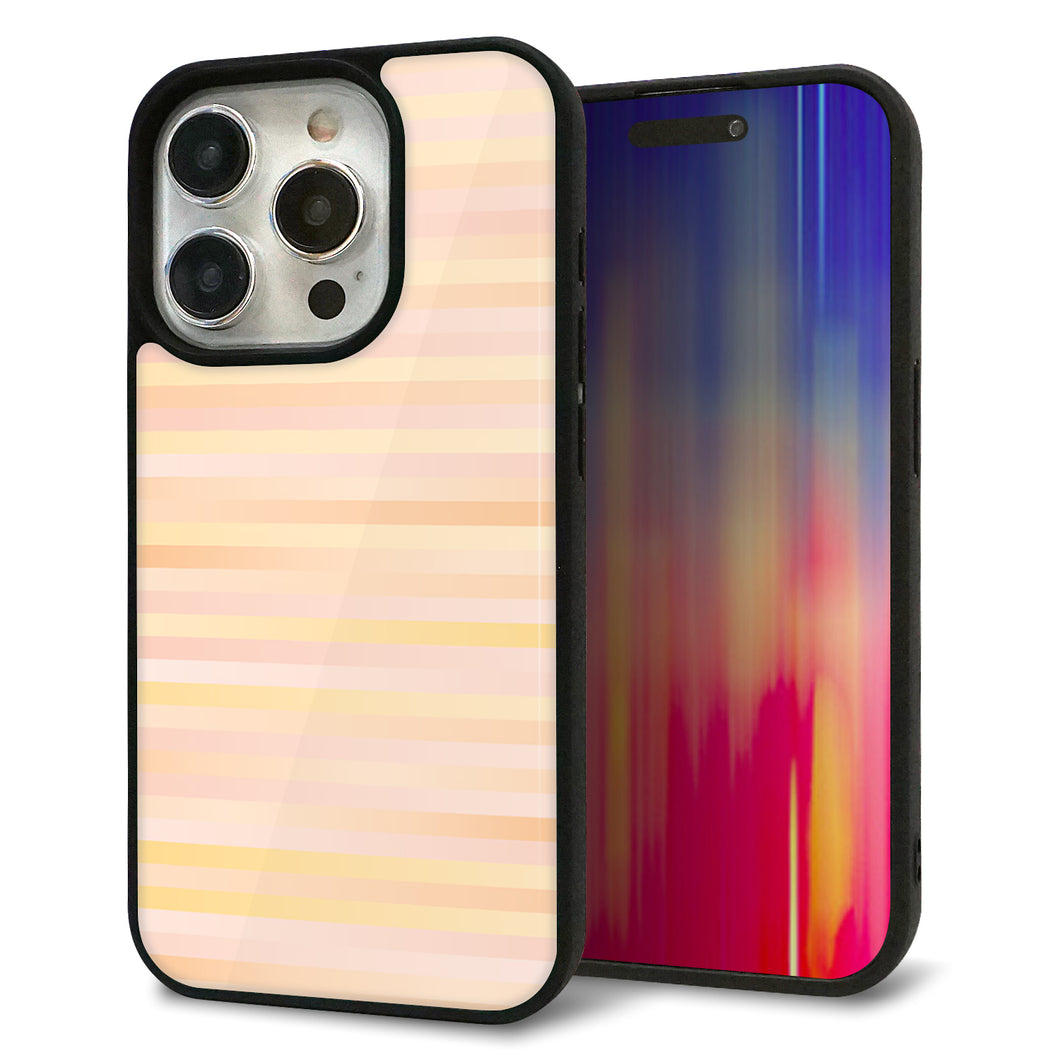 iPhone15 Pro 強化ガラス&TPUスマホケース ガラプリ【IB909 グラデーションボーダー_オレンジ】