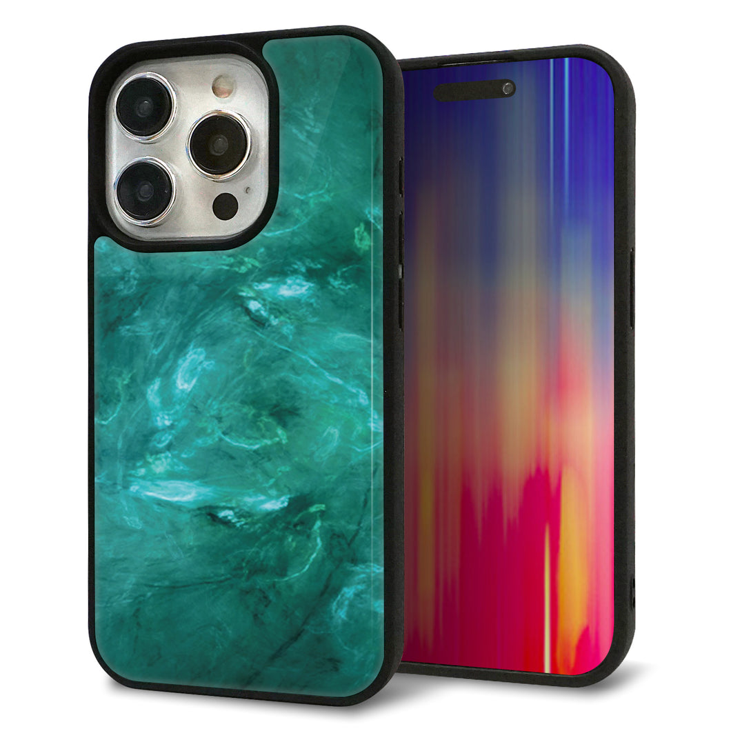 iPhone15 Pro 強化ガラス&TPUスマホケース ガラプリ【KM869 大理石GR】