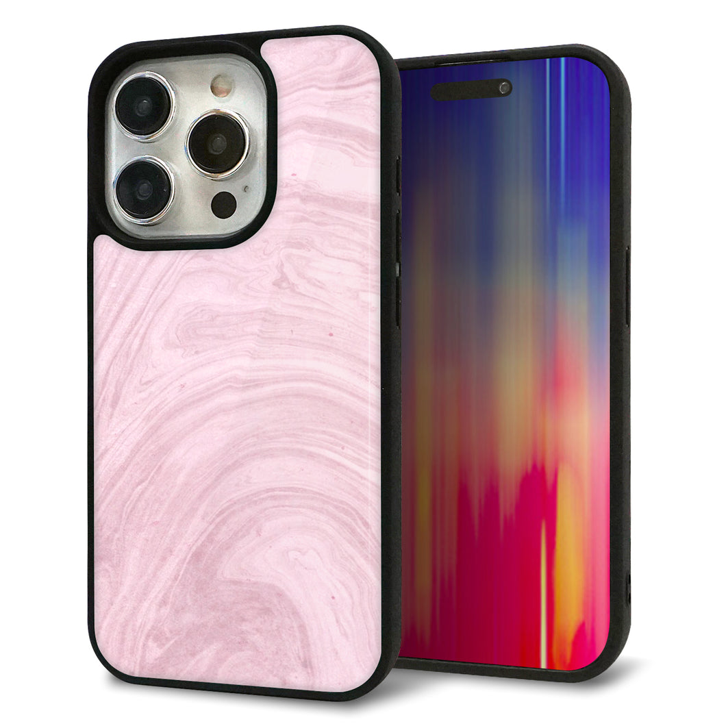 iPhone15 Pro 強化ガラス&TPUスマホケース ガラプリ【KM873 大理石ラベンダー】