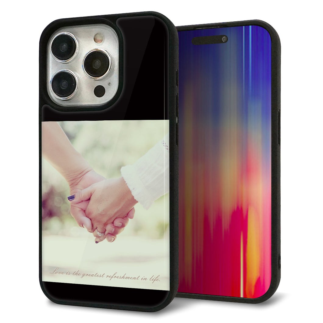 iPhone15 Pro 強化ガラス&TPUスマホケース ガラプリ【KM875 カップル】