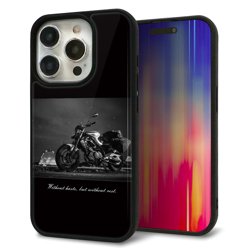 iPhone15 Pro 強化ガラス&TPUスマホケース ガラプリ【KM879 バイク】