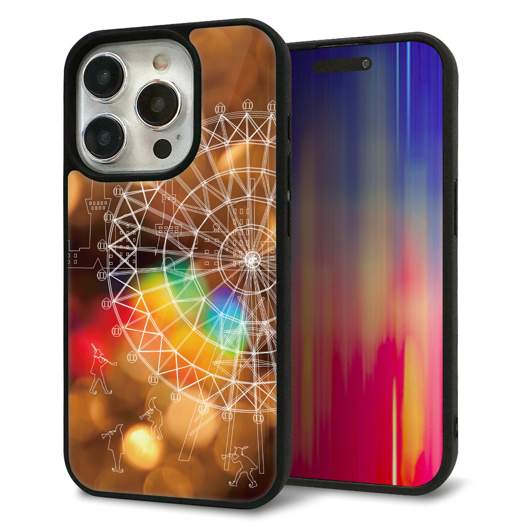 iPhone15 Pro 強化ガラス&TPUスマホケース ガラプリ【KM884 観覧車と笛吹】