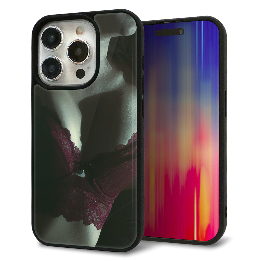 iPhone15 Pro 強化ガラス&TPUスマホケース ガラプリ【KM887 ランジェリー】