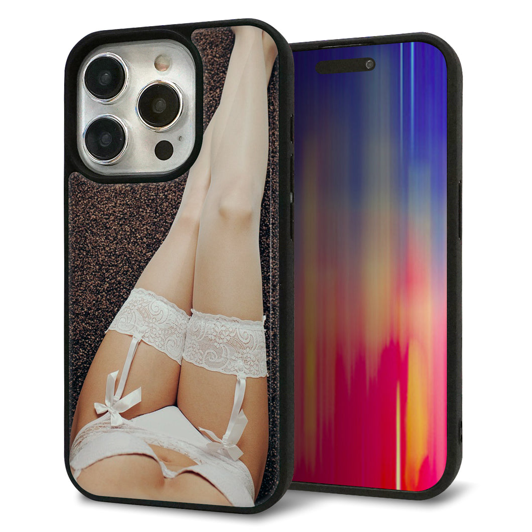 iPhone15 Pro 強化ガラス&TPUスマホケース ガラプリ【KM888 ストッキング】