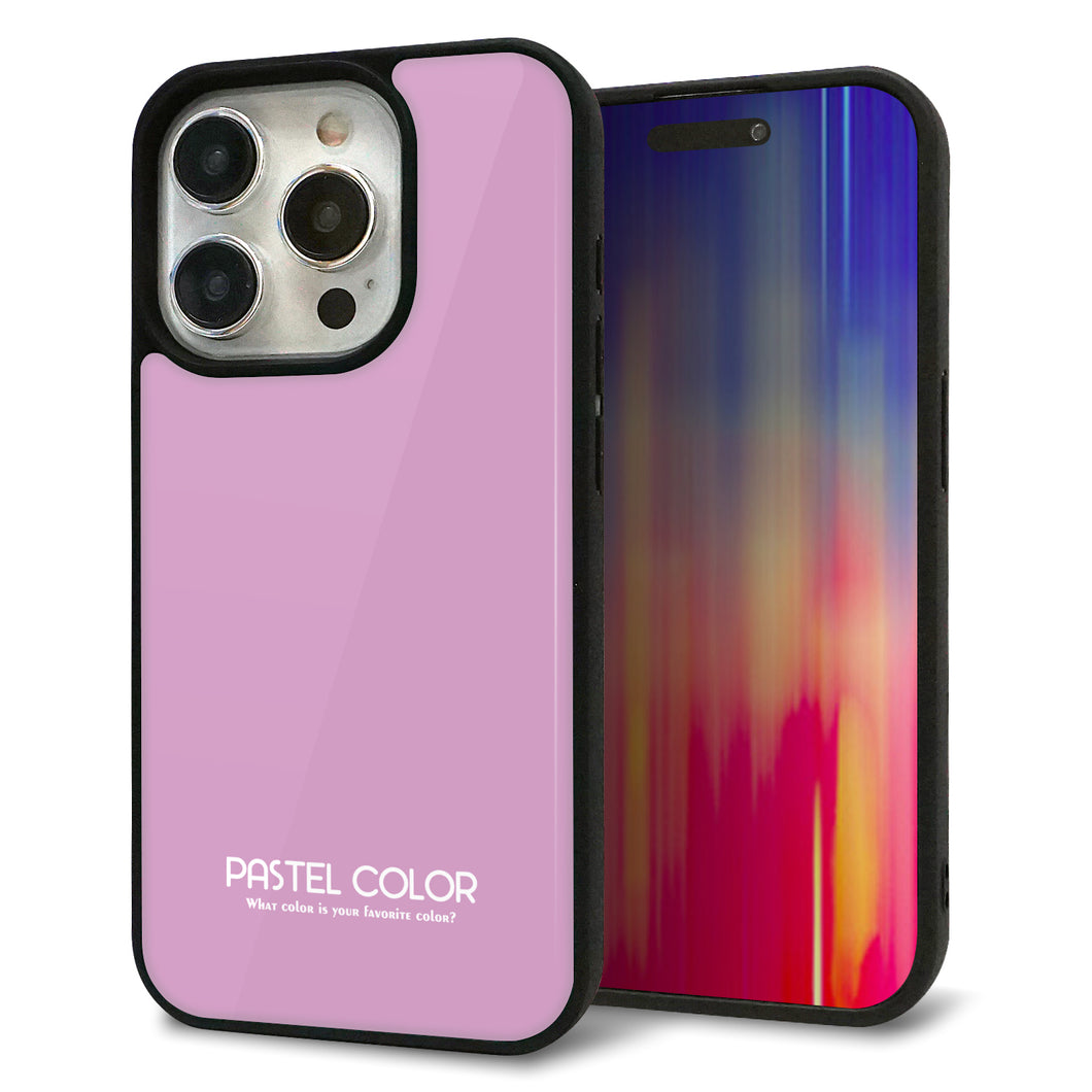 iPhone15 Pro 強化ガラス&TPUスマホケース ガラプリ【KM901 パステルカラー(パステルラベンダー)】