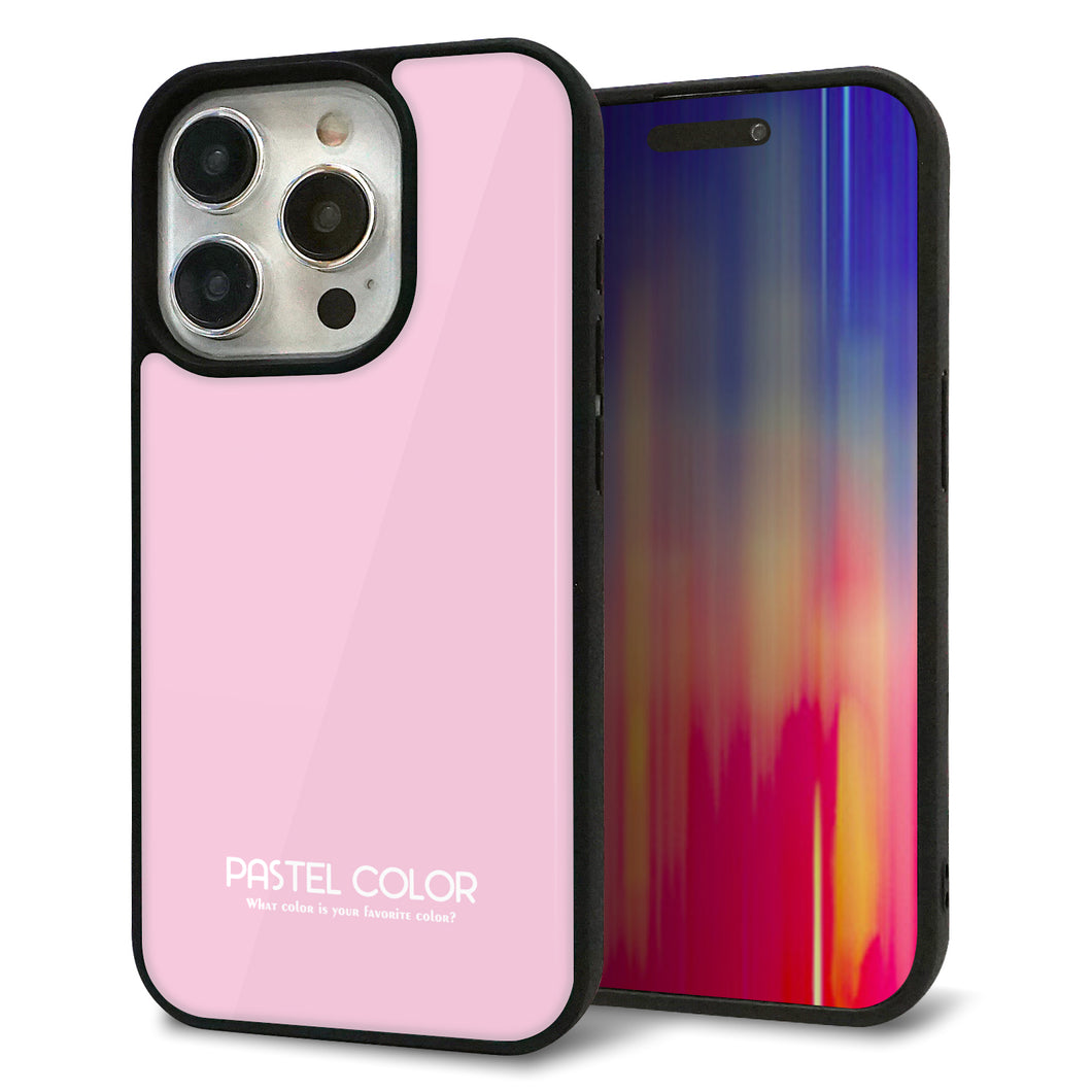 iPhone15 Pro 強化ガラス&TPUスマホケース ガラプリ【KM903 パステルカラー(パステルローズピンク)】