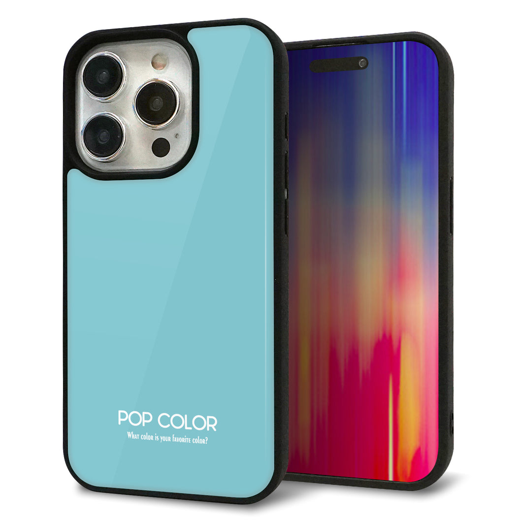 iPhone15 Pro 強化ガラス&TPUスマホケース ガラプリ【KM905 ポップカラー(エメラルドブルー)】