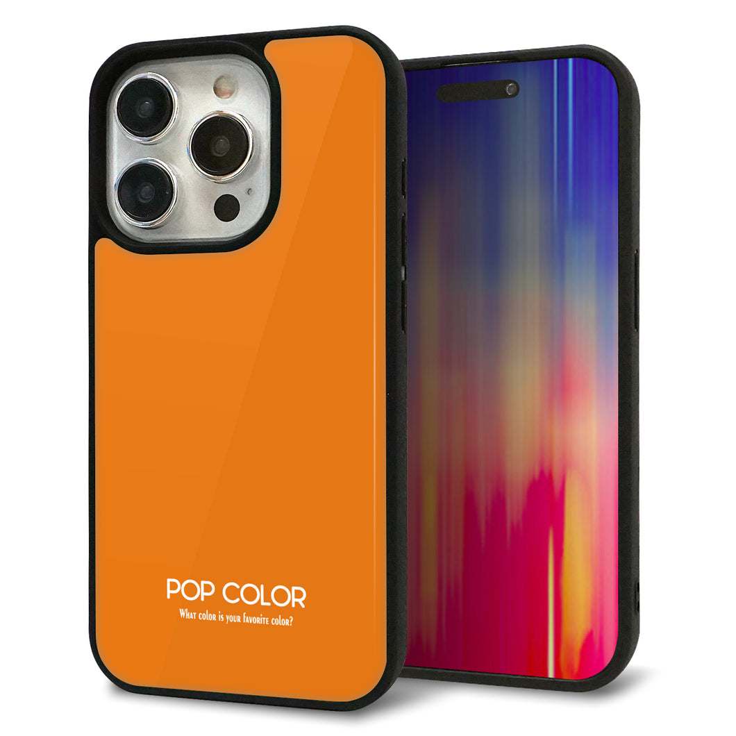 iPhone15 Pro 強化ガラス&TPUスマホケース ガラプリ【KM906 ポップカラー(オレンジ)】