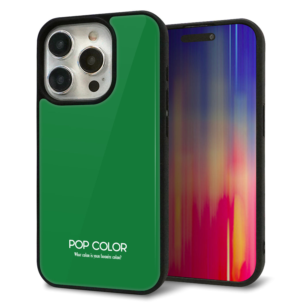 iPhone15 Pro 強化ガラス&TPUスマホケース ガラプリ【KM907 ポップカラー(グリーン)】