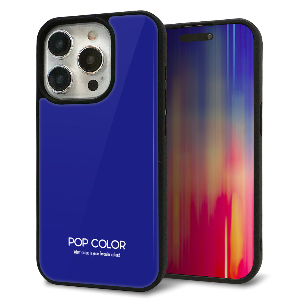 iPhone15 Pro 強化ガラス&TPUスマホケース ガラプリ【KM912 ポップカラー(ブルー)】