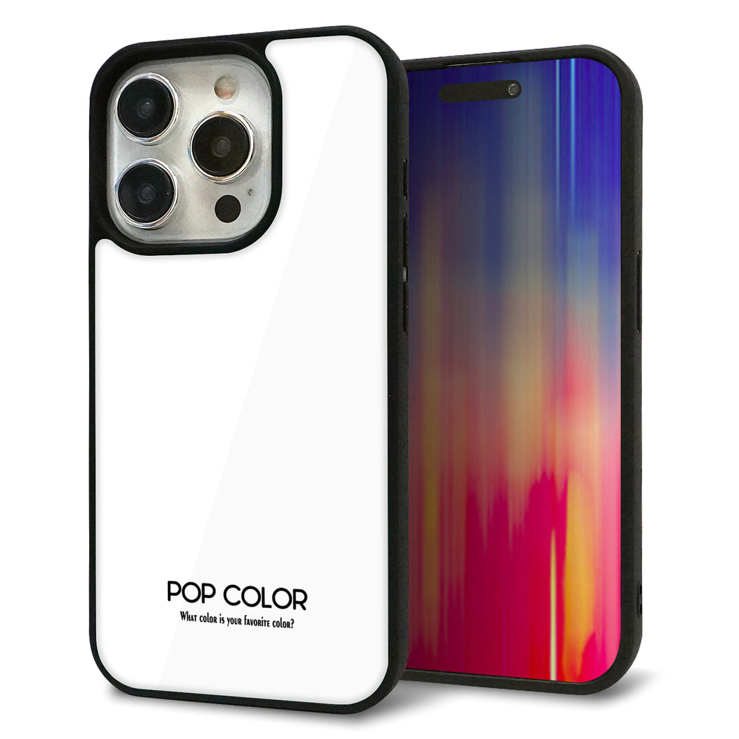 iPhone15 Pro 強化ガラス&TPUスマホケース ガラプリ【KM913 ポップカラー(ホワイト)】