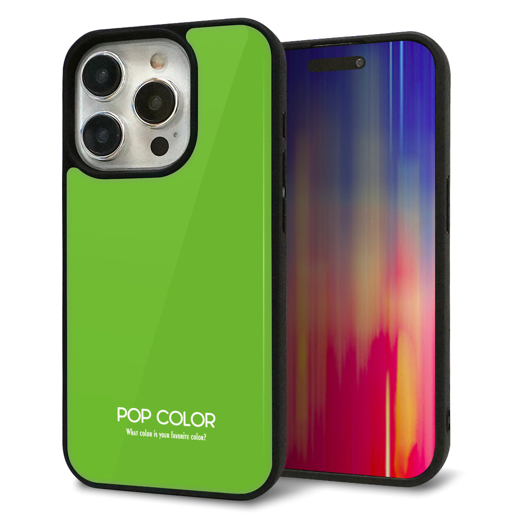 iPhone15 Pro 強化ガラス&TPUスマホケース ガラプリ【KM914 ポップカラー(ライム)】