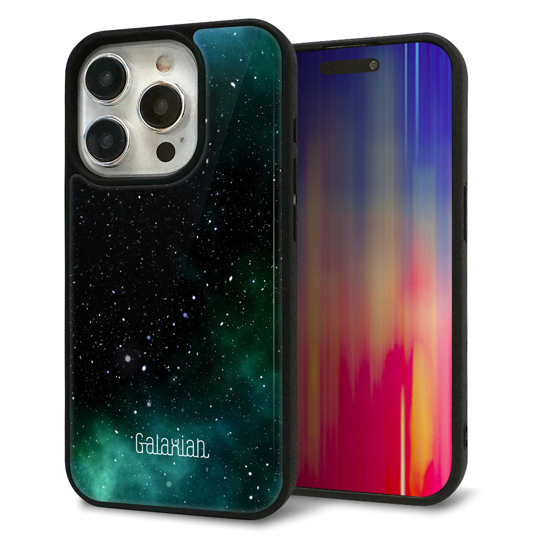 iPhone15 Pro 強化ガラス&TPUスマホケース ガラプリ【KM927 Galaxias Green】