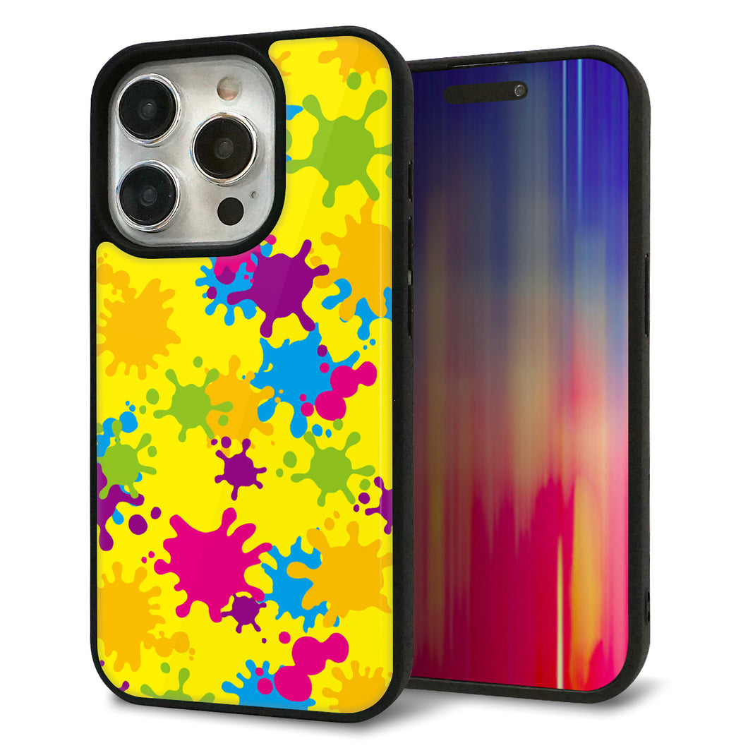 iPhone15 Pro 強化ガラス&TPUスマホケース ガラプリ【MA879 ペイントイエロー】