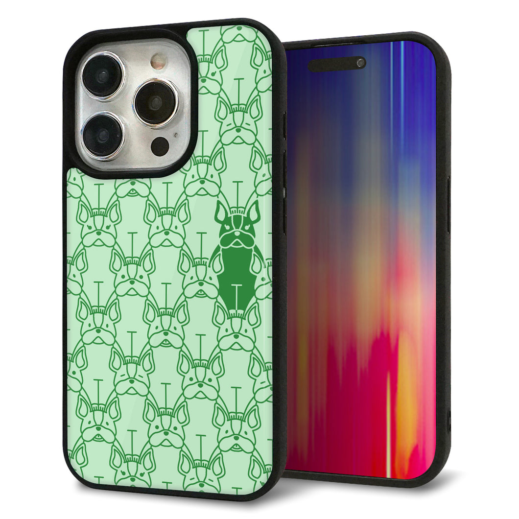 iPhone15 Pro 強化ガラス&TPUスマホケース ガラプリ【MA916 パターン ドッグ】