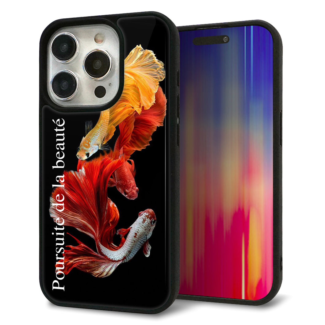 iPhone15 Pro 強化ガラス&TPUスマホケース ガラプリ【MA956 金魚 A】