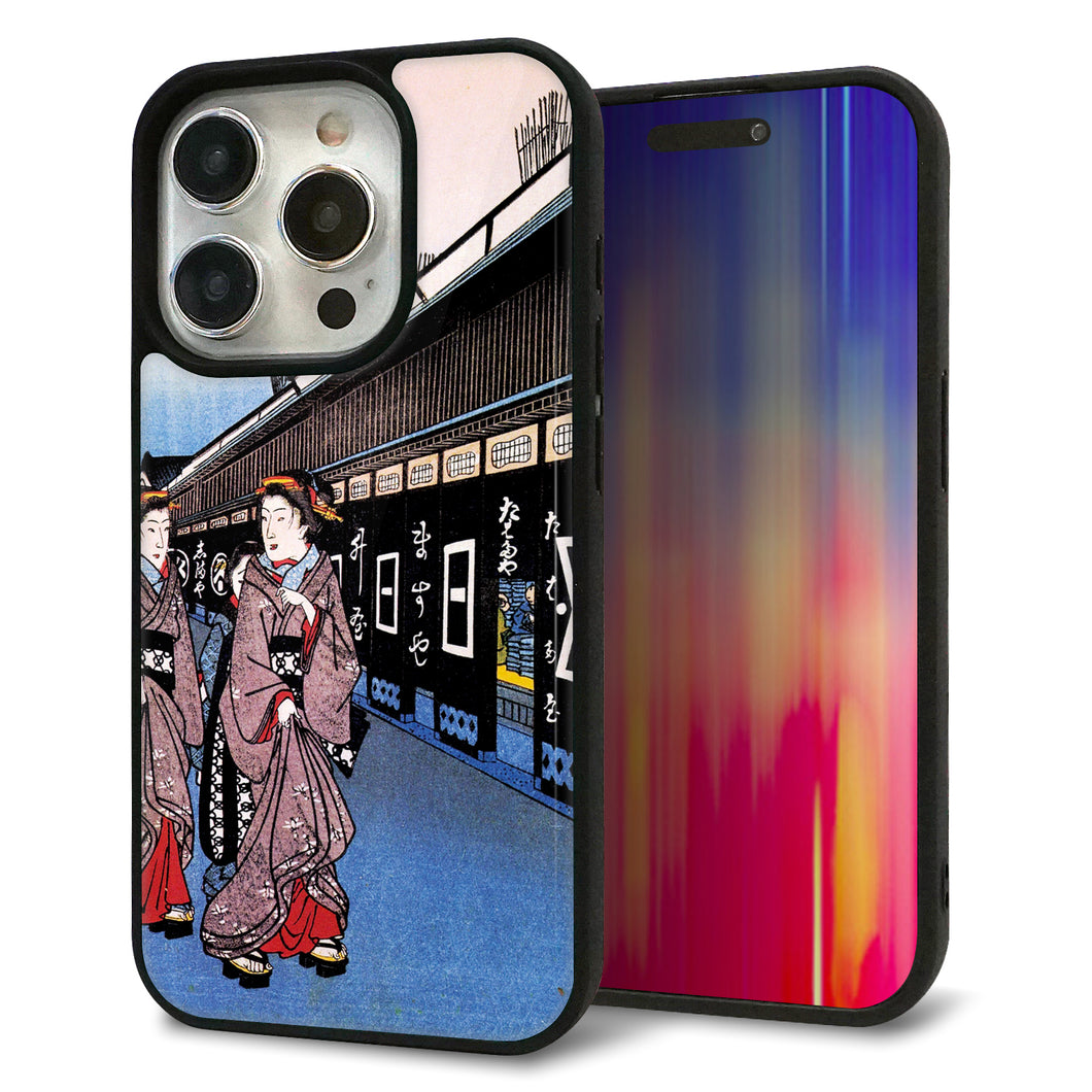 iPhone15 Pro 強化ガラス&TPUスマホケース ガラプリ【MA966 花魁 B】