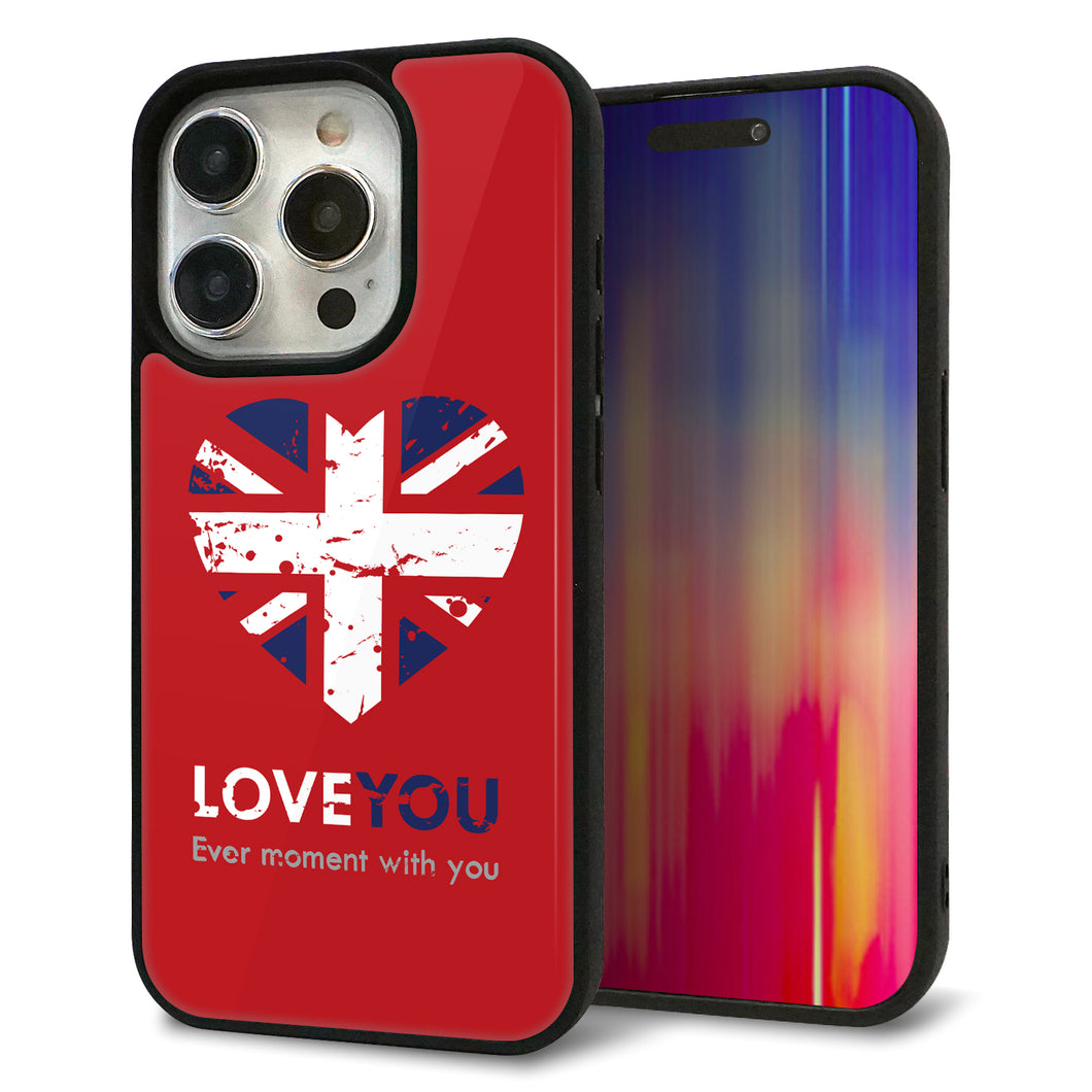 iPhone15 Pro 強化ガラス&TPUスマホケース ガラプリ【SC804 ユニオンジャック ハートビンテージレッド】
