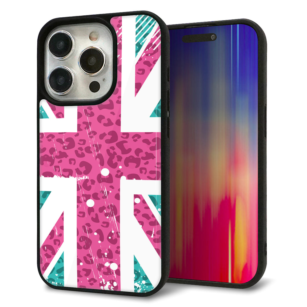 iPhone15 Pro 強化ガラス&TPUスマホケース ガラプリ【SC807 ユニオンジャック ピンクヒョウ柄】