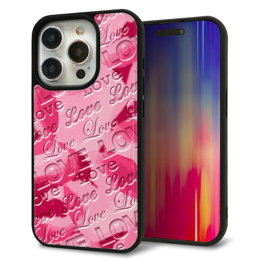 iPhone15 Pro 強化ガラス&TPUスマホケース ガラプリ【SC845 フラワーヴェルニLOVE濃いピンク(ローズアンディアン)】