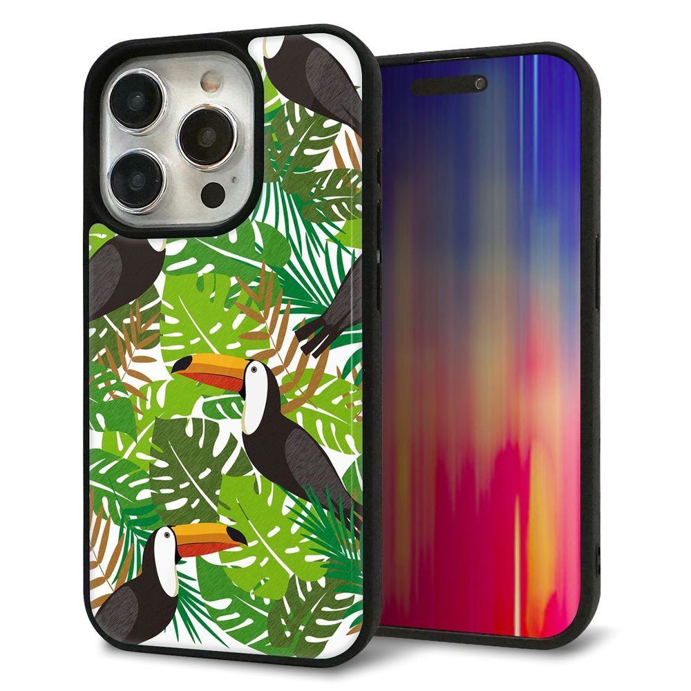 iPhone 15 Pro 強化ガラス&TPUスマホケース ガラプリ【SC894 ボタニカル トロピカルバード】