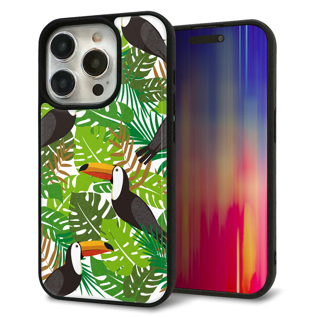 iPhone15 Pro 強化ガラス&TPUスマホケース ガラプリ【SC894 ボタニカル トロピカルバード】