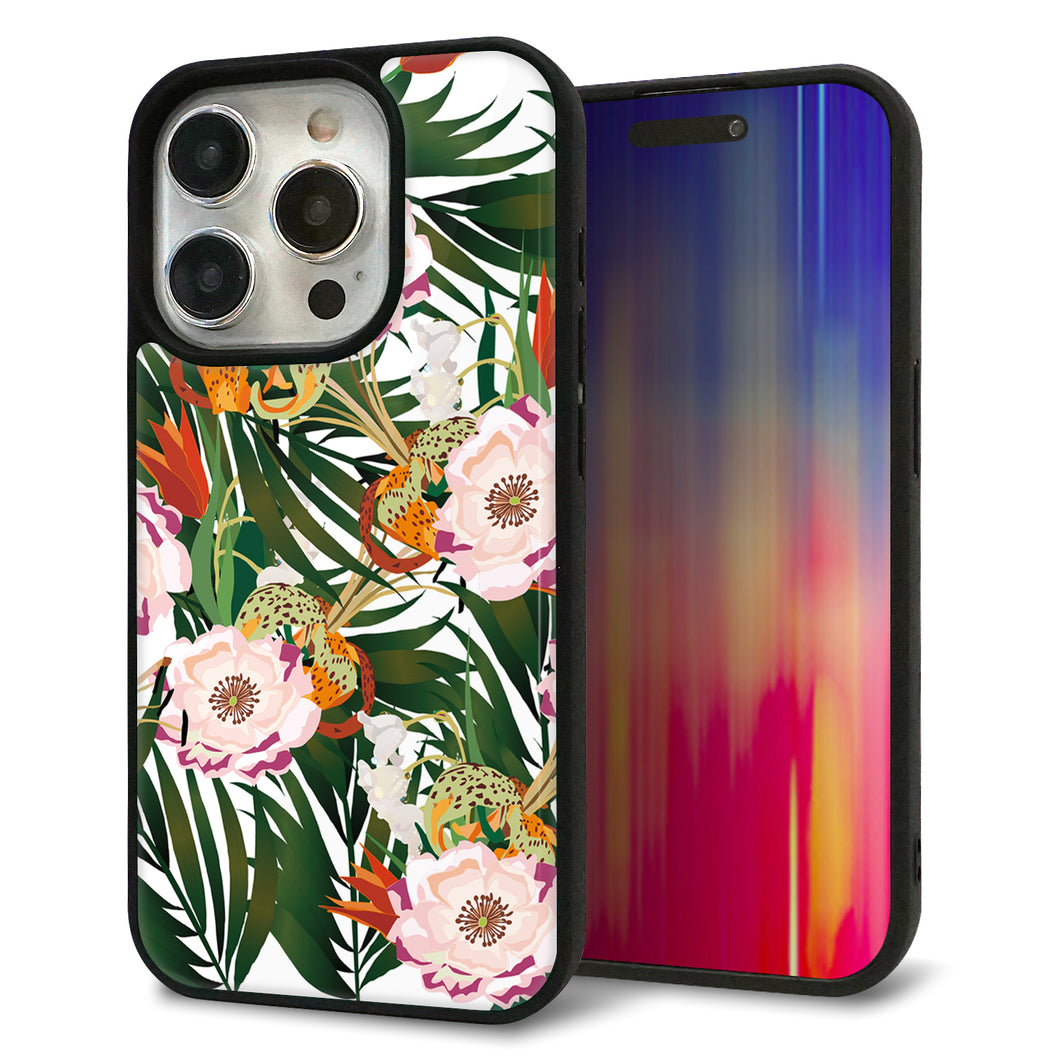 iPhone15 Pro 強化ガラス&TPUスマホケース ガラプリ【SC895 ボタニカル フォレスト】