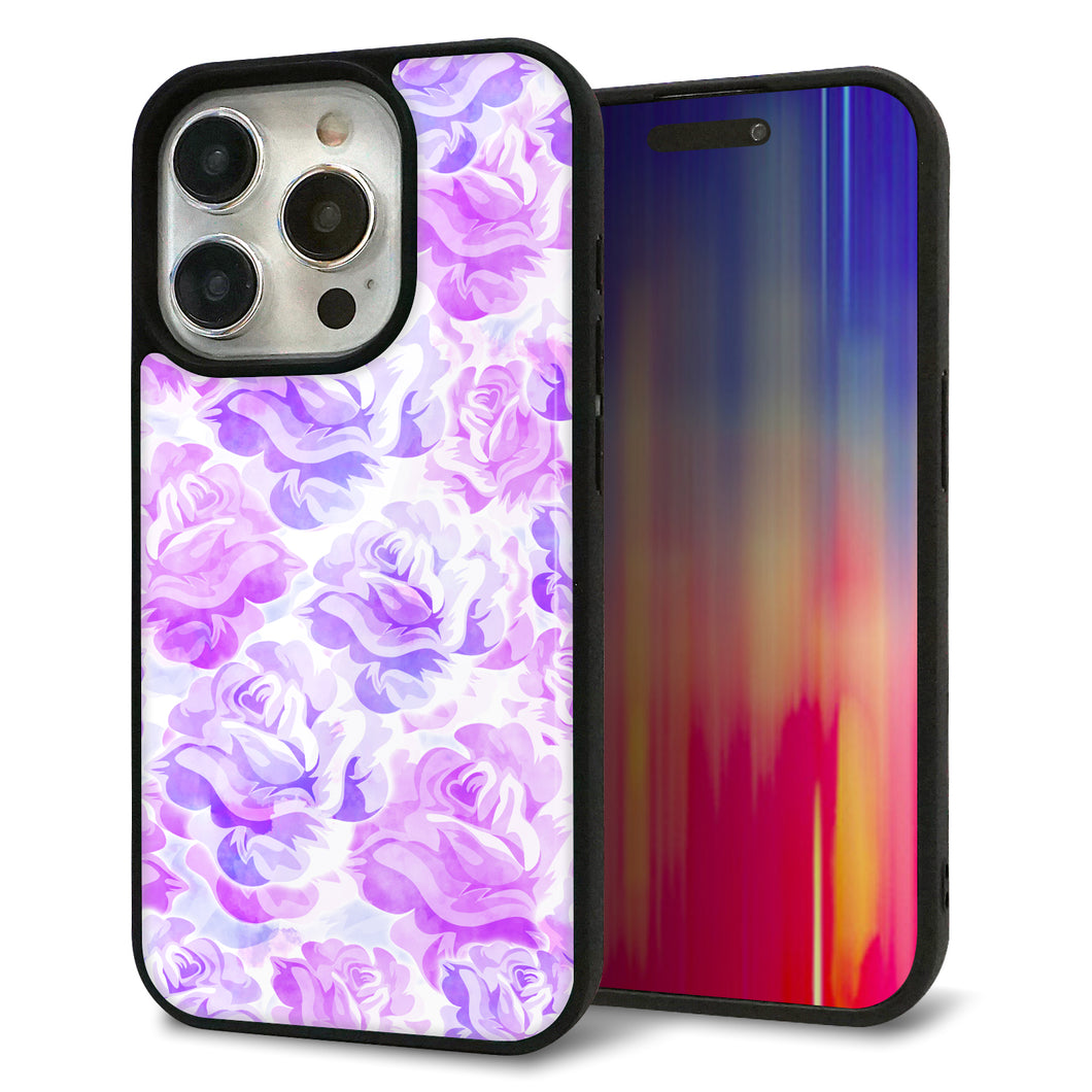 iPhone15 Pro 強化ガラス&TPUスマホケース ガラプリ【SC929 ローズ パープル】