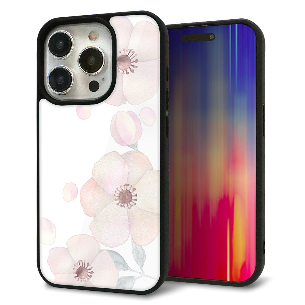 iPhone15 Pro 強化ガラス&TPUスマホケース ガラプリ【SC948 ドゥ・フルール(ホワイト)】