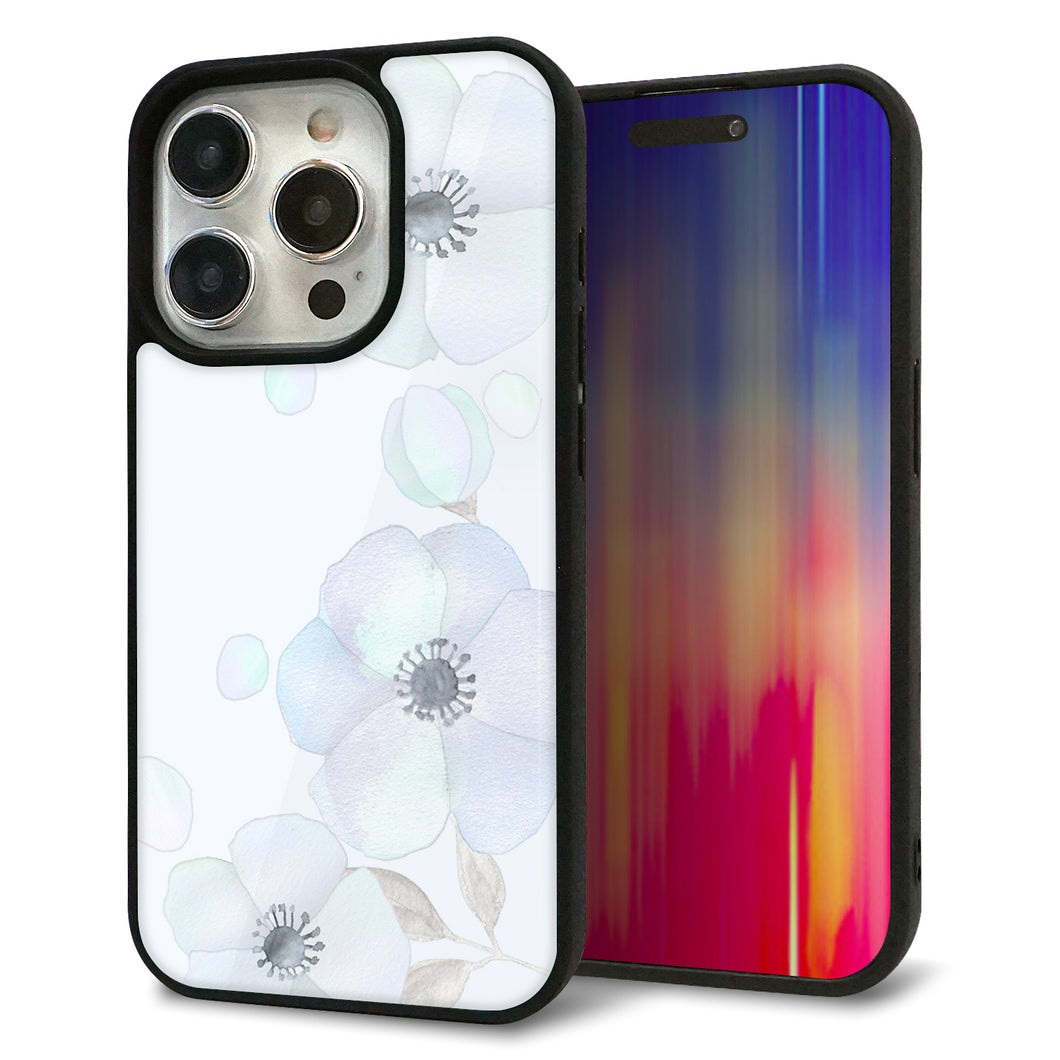 iPhone15 Pro 強化ガラス&TPUスマホケース ガラプリ【SC951 ドゥ・フルール(エンジェルブルー)】