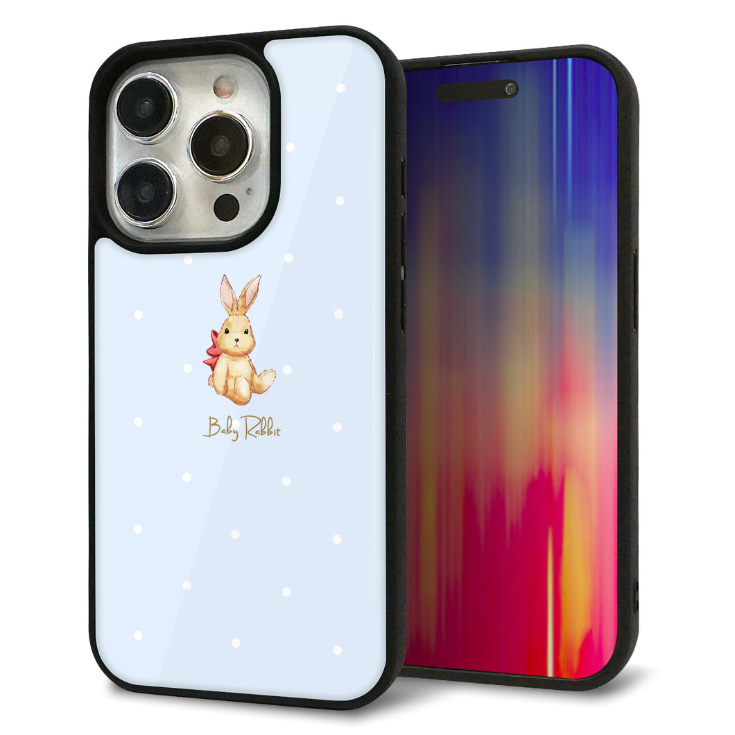 iPhone15 Pro 強化ガラス&TPUスマホケース ガラプリ【SC980 Baby Rabbit ブルー ガラプリ】
