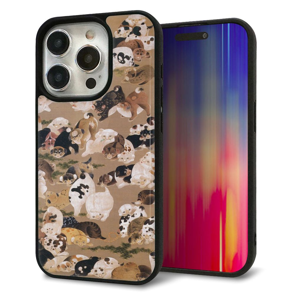 iPhone 15 Pro 強化ガラス&TPUスマホケース ガラプリ【TA008 百犬】