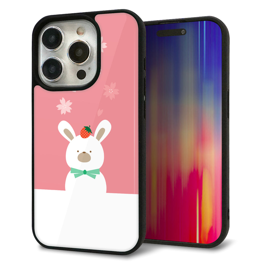 iPhone15 Pro 強化ガラス&TPUスマホケース ガラプリ【TA016 春うさぎ】
