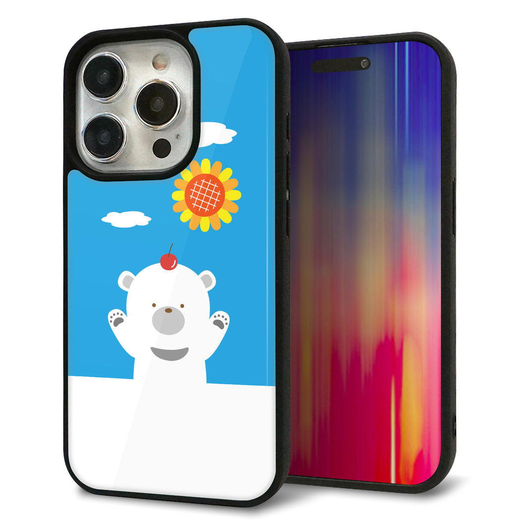 iPhone15 Pro 強化ガラス&TPUスマホケース ガラプリ【TA017 夏くま】