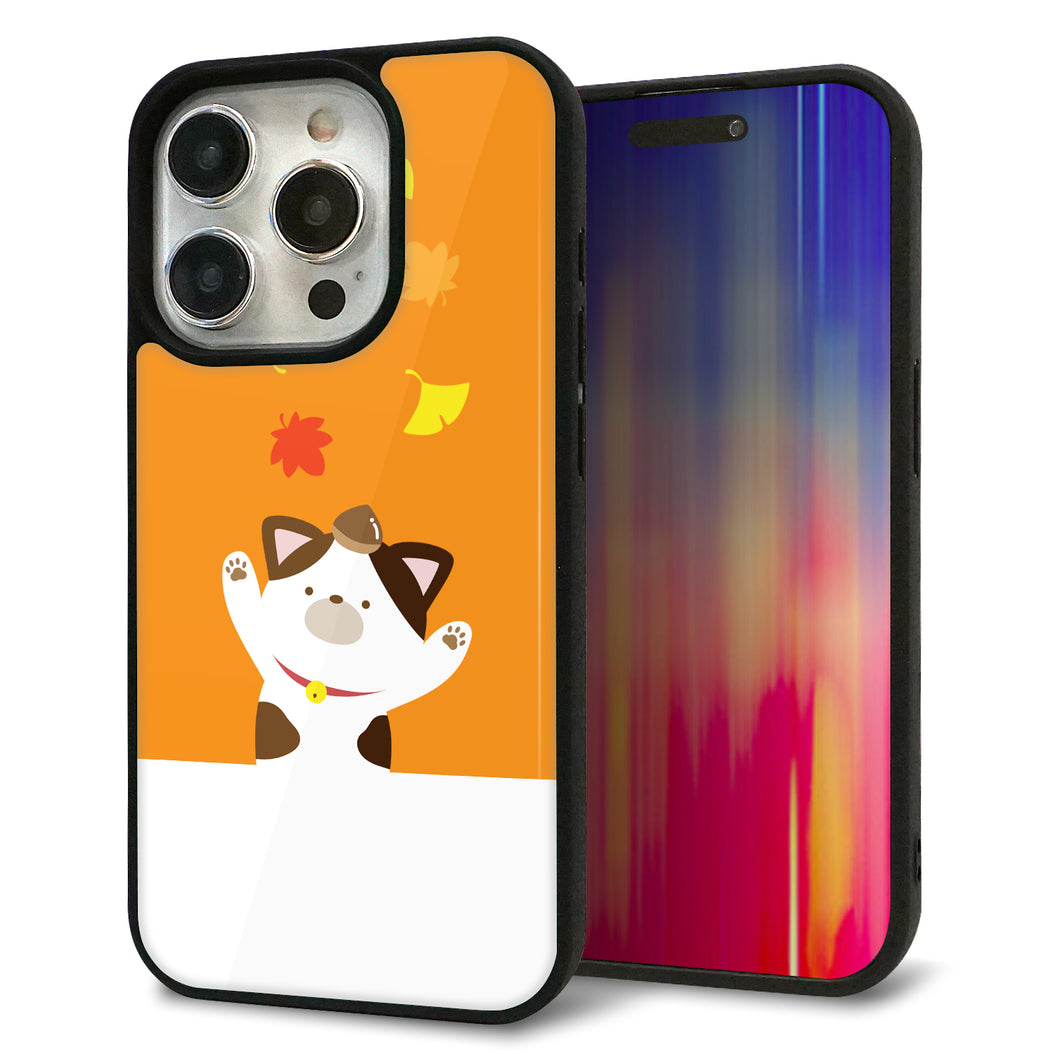 iPhone15 Pro 強化ガラス&TPUスマホケース ガラプリ【TA018 秋みけ】