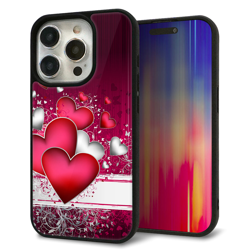 iPhone15 Pro 強化ガラス&TPUスマホケース ガラプリ【VA835 ハートの息吹】