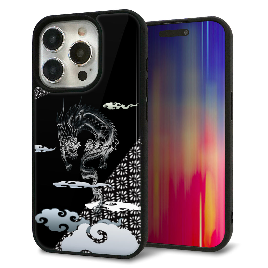iPhone15 Pro 強化ガラス&TPUスマホケース ガラプリ【YC906 雲竜01】